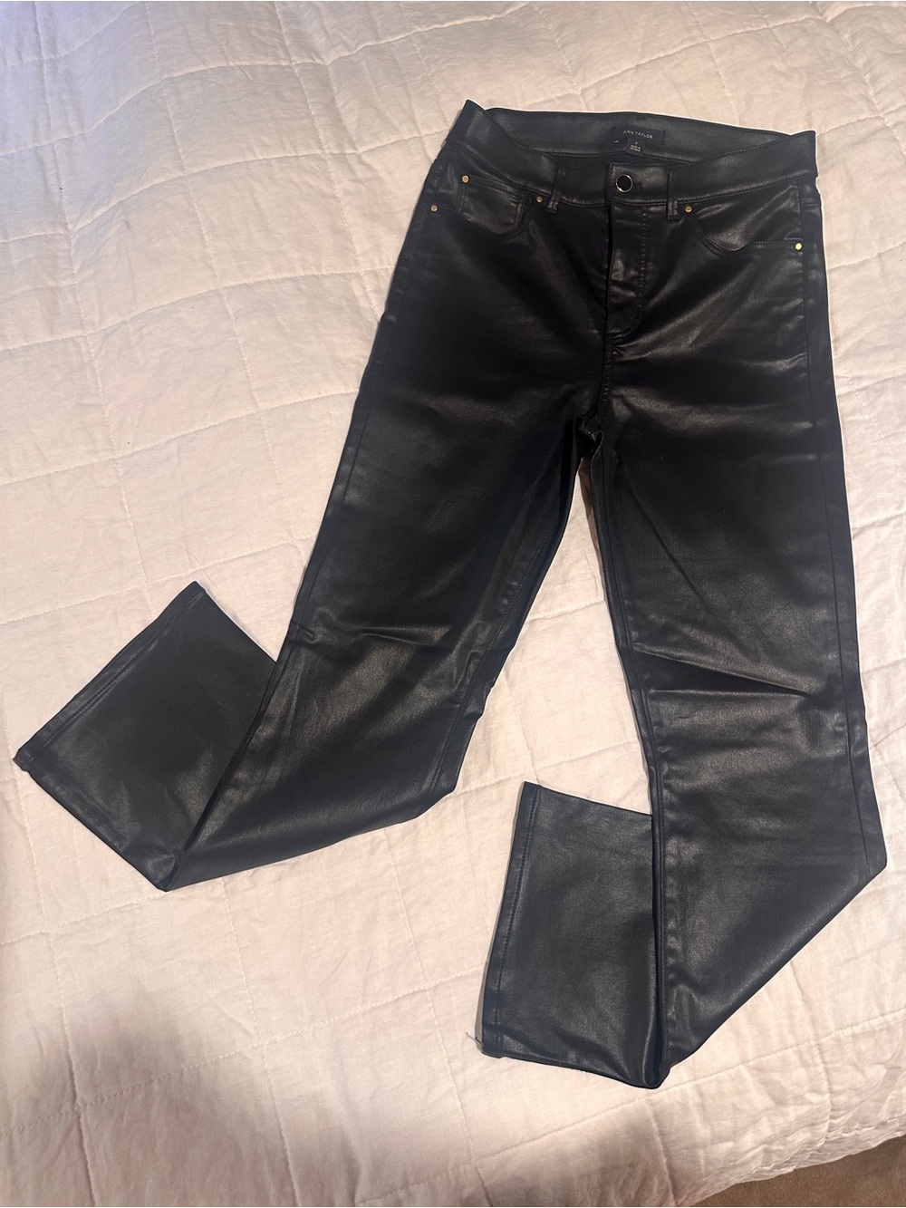 Ann Taylor Black Faux Leather Jeans